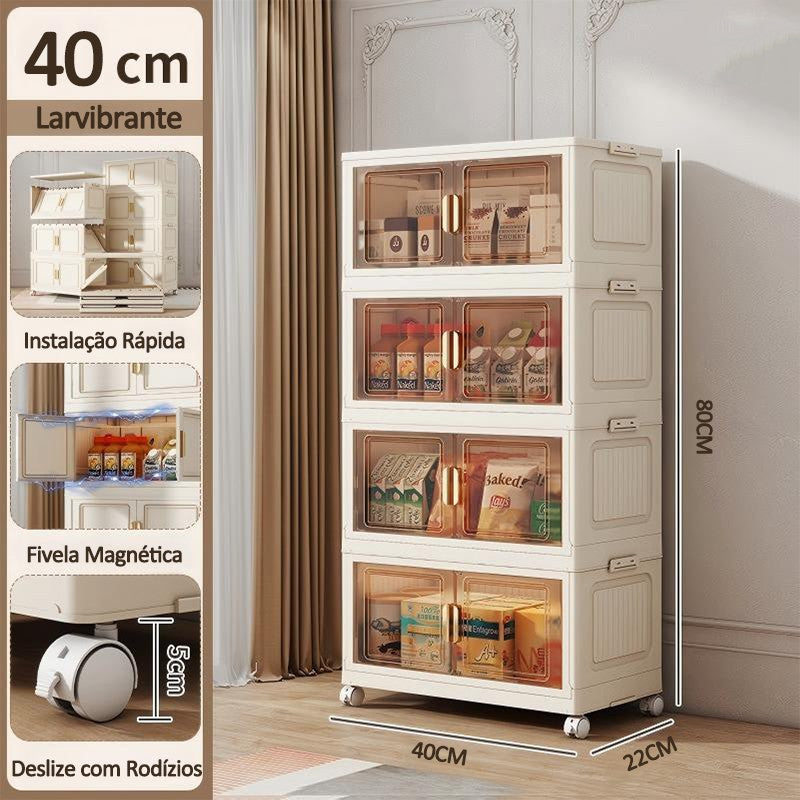 Armário Organizador Modular Dobrável com Rodinhas e Portas Magnéticas | PratiCasa