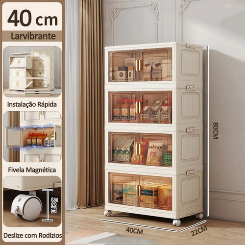 Armário Organizador Modular Dobrável com Rodinhas e Portas Magnéticas | PratiCasa